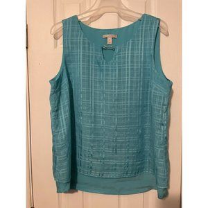 Dana Buchman Large Aqua Checkered Tank Top